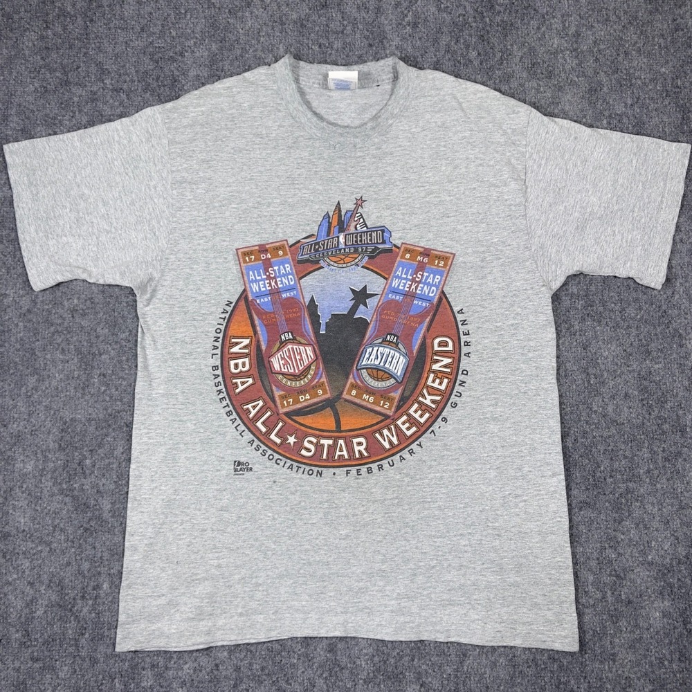 Pro Player NBA All Star Weekend 1997 Tee‎ Mens L Gray Cleveland Graphic Shirt